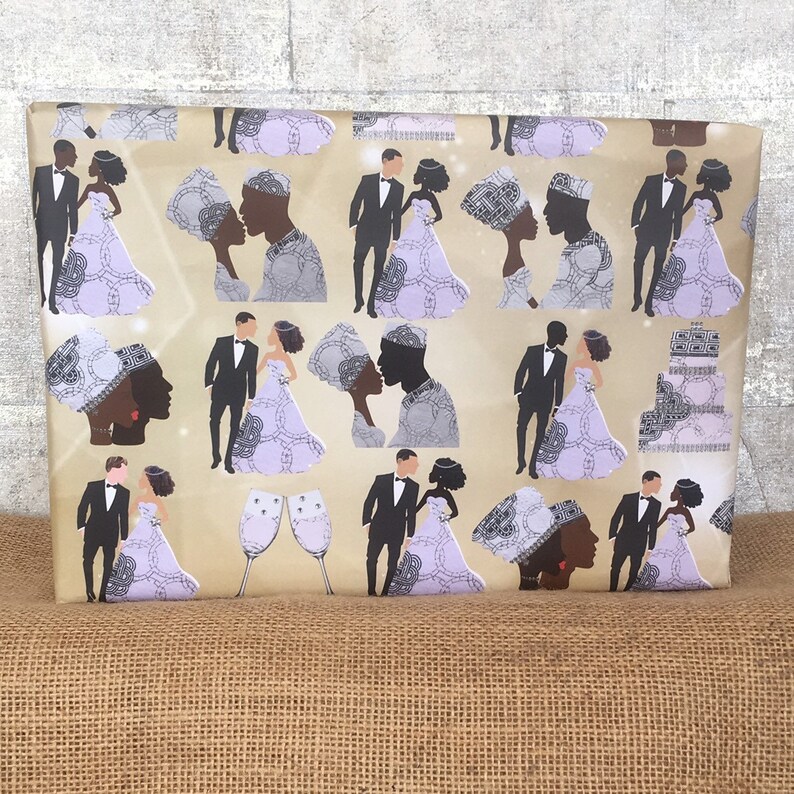 Wedding Gift Wrap Paper Melanin Couples Wedding Wrapping Etsy