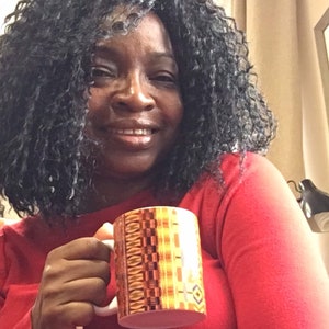 Kente Mug, African print mug, ethnic drink ware, afrocentric mugs, striped or boxed design, African homeware, house warming gift image 8