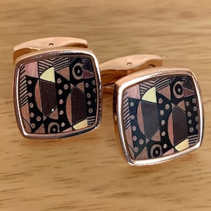 Bogolan striped cufflinks, metal cuff links, wedding cuff links, fathers day gift, best man gift, gift for him, African print cufflinks