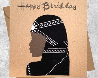 Hijab card, African woman cards, African  fabric muslim greeting cards, Islamic religious card, hijab birthday card, modest fashion