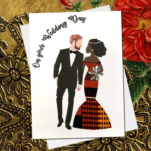 Customisable wedding cards for black and interracial couples, NOT WHITE wedding dress, 2 dress styles, 39 skin shade combos image 8