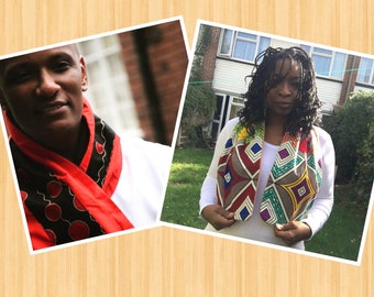 SCARF CLEARANCE! Assorted African fabric ascot scarves, cotton and fleece, unisex scarves, short ascot scarf, reduced to clear