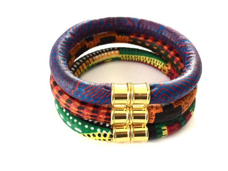 African bracelets with gold clasp assorted fabric Etsy