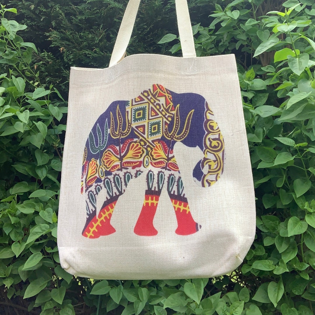 Elephant Tote Bags, Linen or Cotton Totes With African Elephant Designs, Handy Shopping Bag