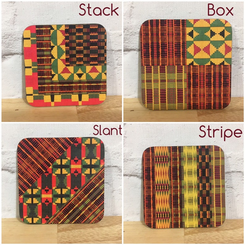 Kente Mug, African print mug, ethnic drink ware, afrocentric mugs, striped or boxed design, African homeware, house warming gift image 9