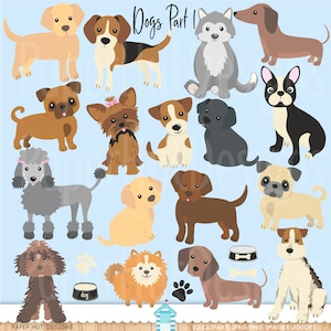 Dog Clipart-Dog Clip Art-Puppy Clipart-Puppies-Puppy Dog Clipart-Dachshund-Yorkshire Terrier-Labrador-Pug-Poodle-Beagle
