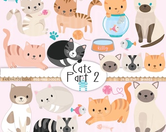 Cat Clipart, Kitten Illustration: Digital Download