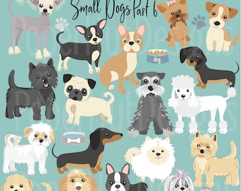 Small Dog Clipart-Dog Clip Art-Puppy Clipart-Puppy Dog Clipart-Dachshund-Yorkshire Terrier-Pug-Poodle-Shih tzu-Cairn-Bulldog