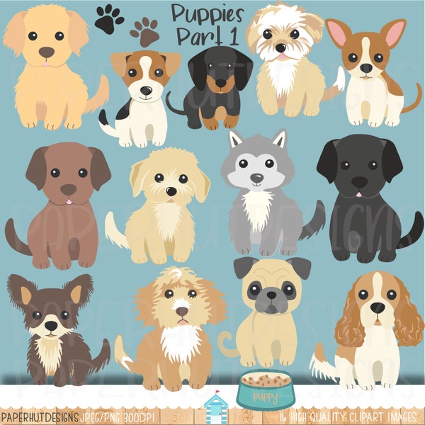 Puppy Dog Clipart|Dog Clipart|Puppies|Puppy Clip Art|Dog Clip Art|Dachshund|Pug|Labrador|Cocapoo|Chihuahua|Labradoodle|Golden Retriever