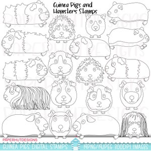Timbres numériques cochons d'Inde et hamsters|Cliparts cochons d'Inde|Clip Art cochons d'Inde|Cochons d'Inde hamster et cochons maigres| Graphiques numériques
