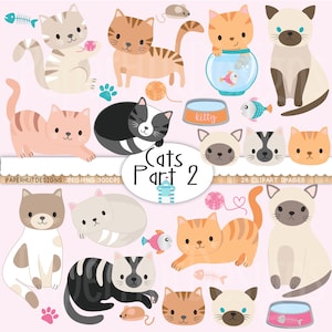 Cat Clipart-Cute Kitten Clipart-Cat Clip Art-Kitties Clipart-Cat Faces-Cat Digital-Mouse-Cat images-digital graphics
