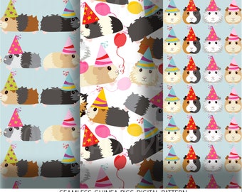 Party Guinea Pigs Seamless Pattern Digital Instant Download|Seamless Digital File for Fabric|Seamless Digital Ferret Pattern Wrapping Paper