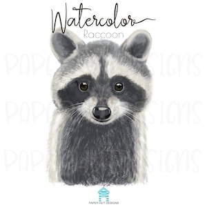 Watercolor Raccoon Digital Clipart|Nursery Digital Raccoon Print|Watercolour Raccoon Illustration|Clip Art|Printable Instant Download PNG