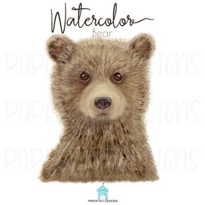 Clipart numérique ours aquarelle|Impression numérique ours pour chambre d'enfant| Illustration aquarelle d'ours|Clip Art ours|Téléchargement instantané imprimable PNG
