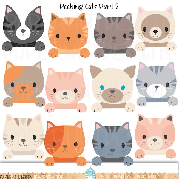 Peeking Cat Clipart Part 2|Peeping Cat Clipart|Kitten Clip Art|Cute Kitten Clipart