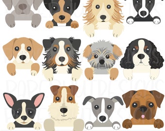 Peeking Dog Clipart: Puppy Breeds Part 3 (Digital Download)