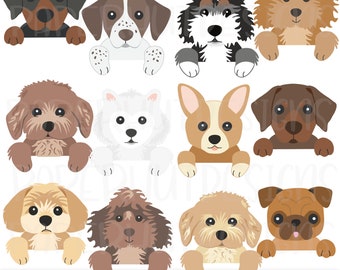 Peeking Dog Clipart Part 5: Assorted Puppy Breeds PNG, JPEG (Digital Download)