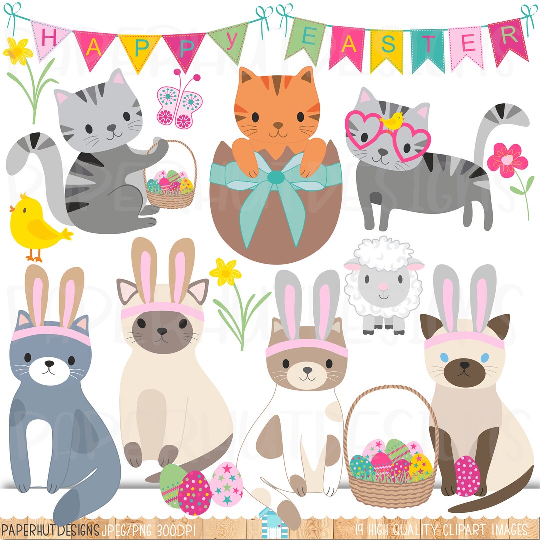 Easter Clipart|easter Clip Art|easter Cats Clipart|easter Cats Clip Art ...