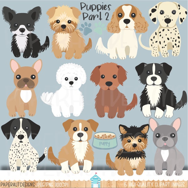 Puppy Dog Clipart|Dog Clipart|Puppies|Dog Clip Art|Puppies Clip Art|Dalmation|French Bulldog|Labrador|Spaniel|Chihuahua|Bichon|Yorkie|Collie