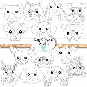Dog Faces Digital Stamps|Dog Faces Clipart|Dog Illustrations|Cute Puppy Faces Clipart|Dog Clip Art|Dogs Faces|Dog Digital Images|graphics