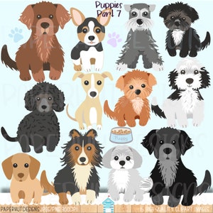 Puppy Dog Clipart|Puppies Clip Art|Puppy Clip Art|Puppy Dog Illustrations|Moodle|Lasa Apso|Poodle|Welsh Corgi|Sheepadoodle|Poodle|Whippet
