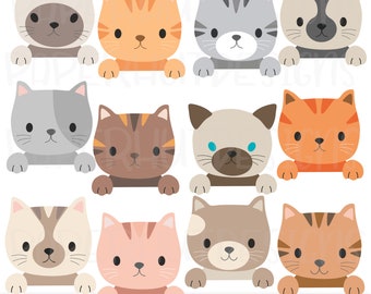 Peeking Cat Clipart Part 1: Digital Download