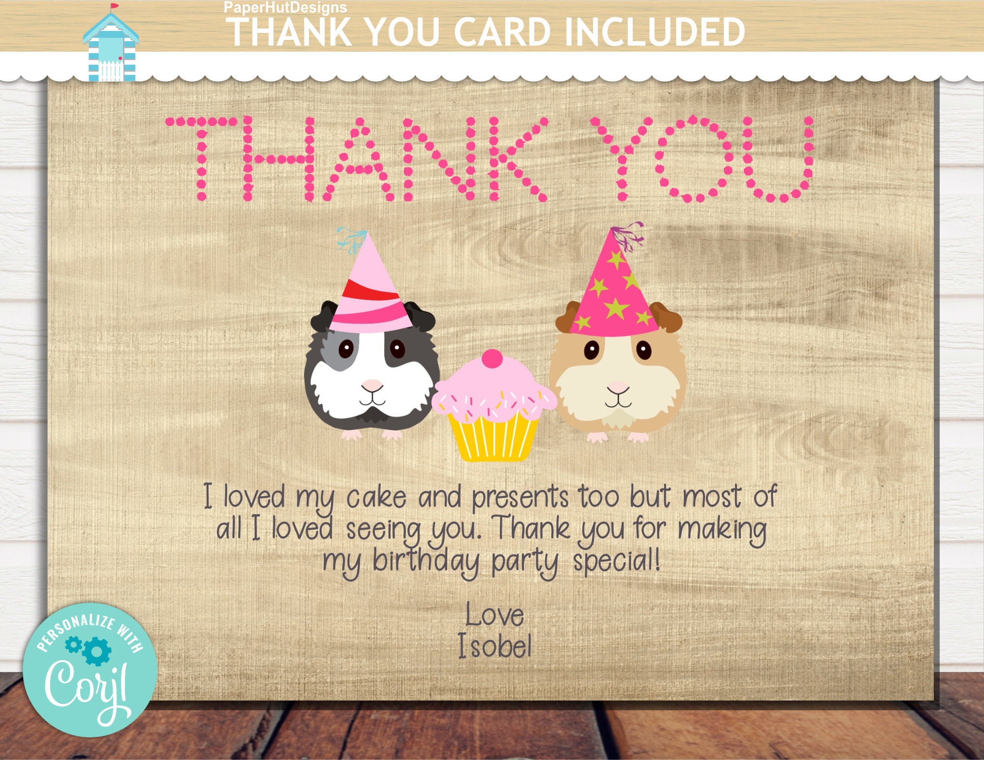 Guinea Pigs Girls Birthday Party Invitation Guinea pigs | Etsy