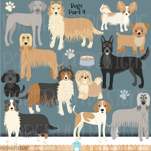 Hondenclipart|Hondenclipart|Hondenillustraties|Puppy's|Afghaanse windhond|Australische herder|Cavapoo|Sheltie|Norfolkterriër|Engelse jachthond
