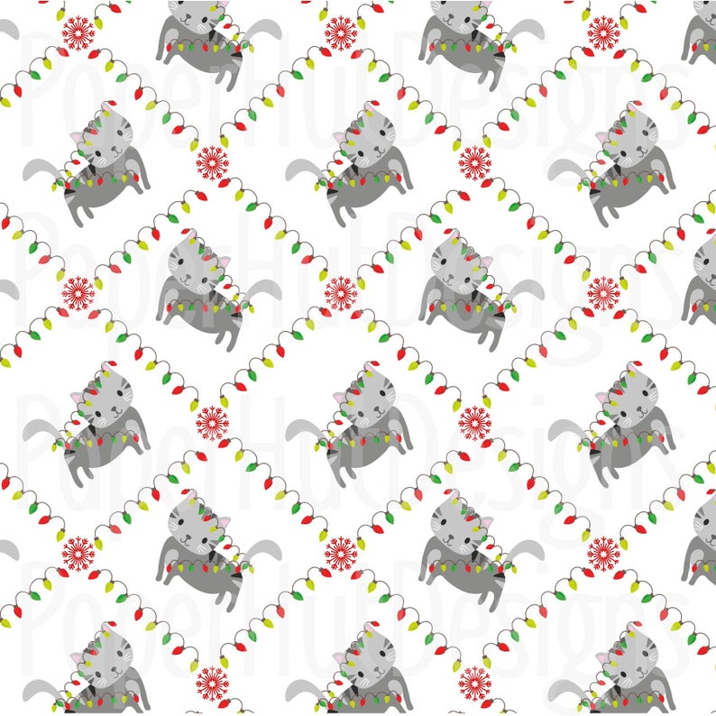 Christmas Cat Digital Papers-christmas Digital Paper Set-holiday Papers ...