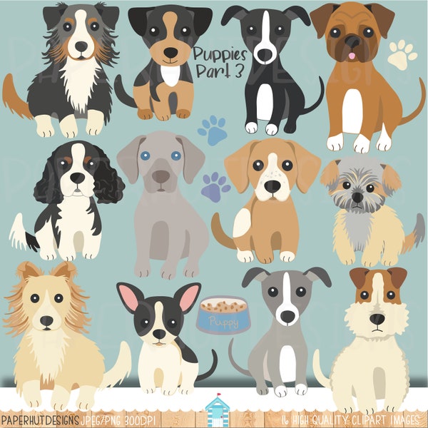 Puppy Dog Clipart|Puppies|Dog Clip Art|Puppy Clip Art|Sheltie|Greyhound|Fox Terrier|Spaniel|Chihuahua|Shorkie|Boxer|Jack Russell|Weimaraner