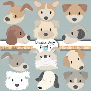 Dog Faces Clipart|Dog Heads Clipart|Dog Clip Art|Doodle Dogs|Dog Illustrations|Puppy Dogs|Digital Dogs|PNG Dog Clipart