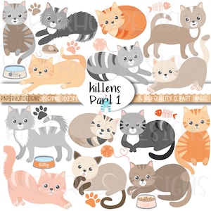 Kitten Clipart-Cute Cat Clipart-Kitties Clipart-Cat Illustrations-Kitten Clip Art-Cat Digital-Cat images-digital graphics-BUY 5 GET 50% OFF
