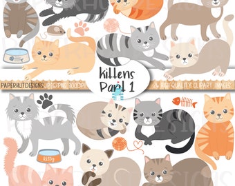 Kitten Clipart-Cute Cat Clipart-Kitties Clipart-Cat Illustrations-Kitten Clip Art-Cat Digital-Cat images-digital graphics-BUY 5 GET 50% OFF