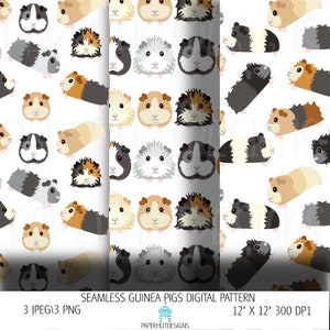 Guinea Pigs Seamless Pattern Digital Instant Download|Seamless Digital File for Fabric|Seamless Digital Ferret Pattern for Wrapping Paper