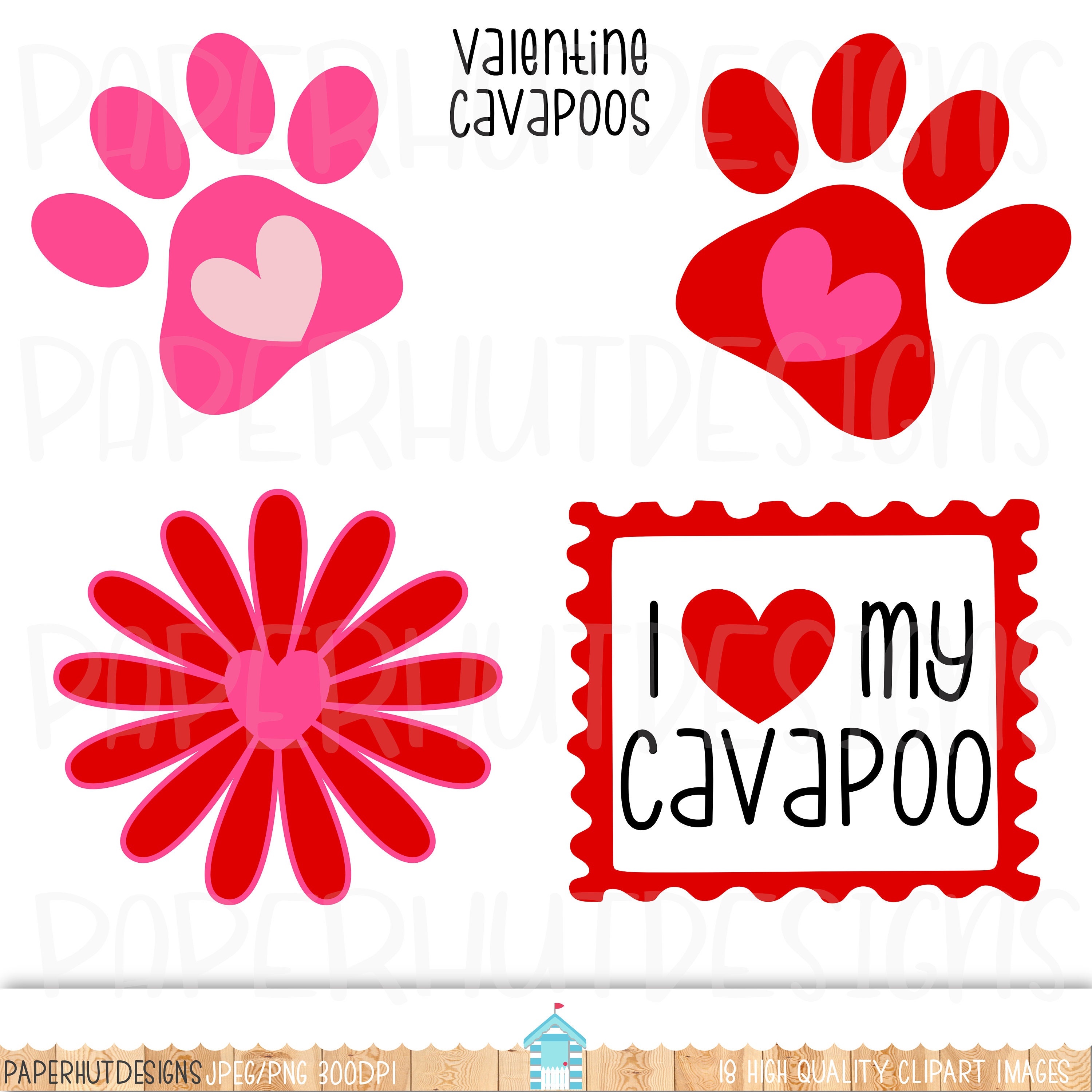 Valentine Cavapoo Dogs Clipart- Cavapoo Valentine Clip Art-cute Cavapoo ...