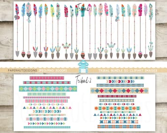 Tribal Clipart Bundle-Tribal Arrows-Tribal Pattern Borders-Tribal Boho Clip Art -American Indian-Navajo-Aztec Tibal ElementsBUY2GET1MOREFREE