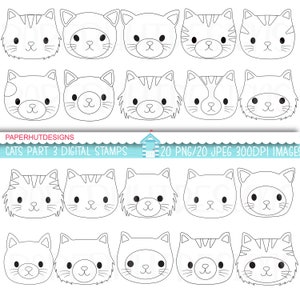 Digitale postzegels Cat Faces|Digitale postzegels kat|Cute Kitten digitale postzegels|Cat clipart|Cat Clip Art|Digitale kat|Kattenafbeeldingen|digitale afbeeldingen