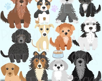 Puppy Dog Clipart Part 7 Assorted Breeds Digital Download
