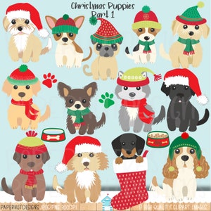 Christmas Puppy Dog Clipart|Dog Clipart|Puppies|Puppy Clip Art|Dog Clip Art|Dachshund|Pug|Labrador|Cocapoo|Chihuahua|Labradoodle|Retriever