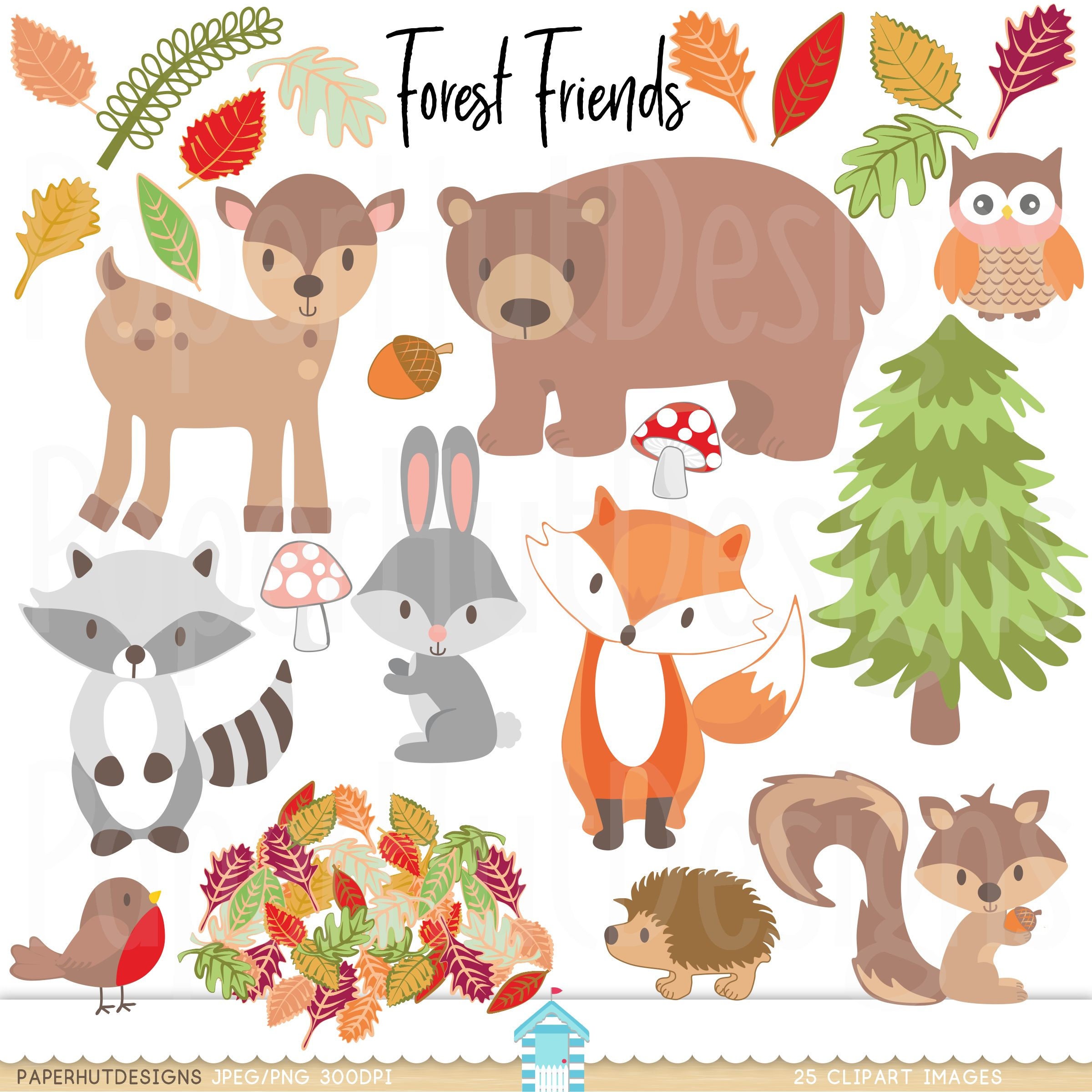 Woodland nursery Animals svg clipart Forest animals clip art Autumn