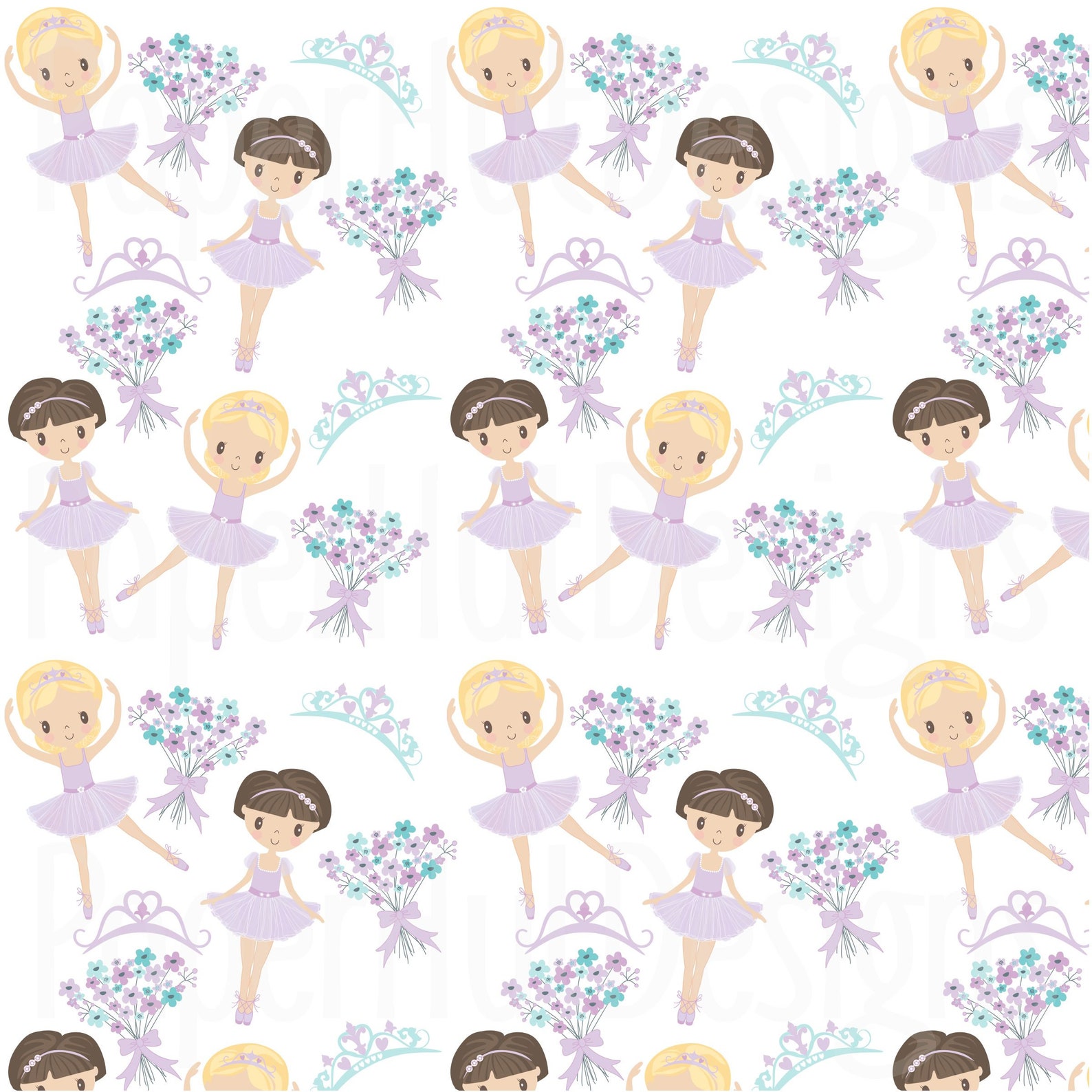 ballerina clipart-ballet clipart-ballerina clip art & digital paper set-lavender-aqua-ballet shoes-flowers-floral-tiara-buy2get1