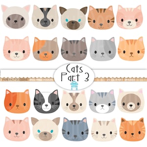 Chat visages Clipart-Mignon chaton visages Clipart-chat Clip Art-chaons Clipart-chat visages-chat images numériques-chat graphiques