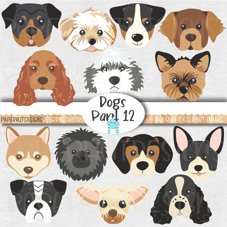 Dog Faces Clipartdog Clipartdog Faces Clip Art Dog Clip Etsy UK