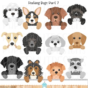 Peeking Dogs Clipart Part 7|Peeping Dogs Clipart|Puppy Dogs Clip Art|Moodle|Lasa Apso|Poodle|Welsh Corgi|Sheepadoodle|Poodle|Whippet