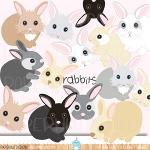 Bunny Clipart|Rabbit Clipart|Cute Bunny Rabbits Clip Art|Rabbit Faces|Bunny Rabbits Clipart|Bunnies digital graphics