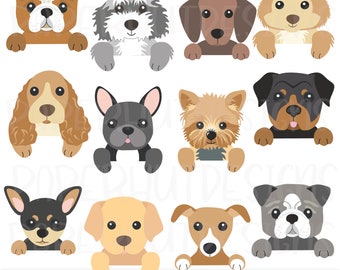 Peeking Dog Clipart Part 4|Peeping Dog Clipart|Puppy Clip Art|Spaniel|Chihuahua|Rottweiler|Lurcher|Bulldog|Husky|Sheepdog|Dachshund|Yorkie