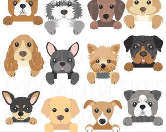 Peeking Dog Clipart Part 4: Assorted Puppy Breeds Graphics (Digital Download)