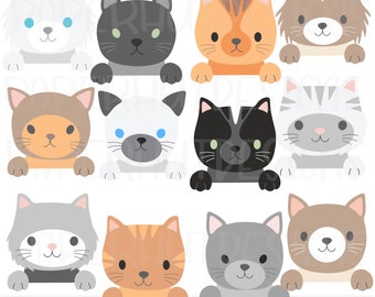 Peeking Cat Clipart Part 4: Digital Download