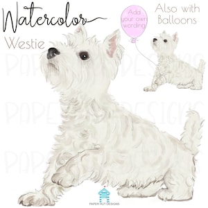 Watercolor Westie Digital Clipart Design|West Highland Terrier|Watercolour Westie Dog Illustrations|RGB Printable Instant Download PNG