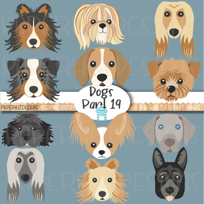 Dog Faces ClipartDog Faces Clip ArtDog IllustrationPuppy Etsy